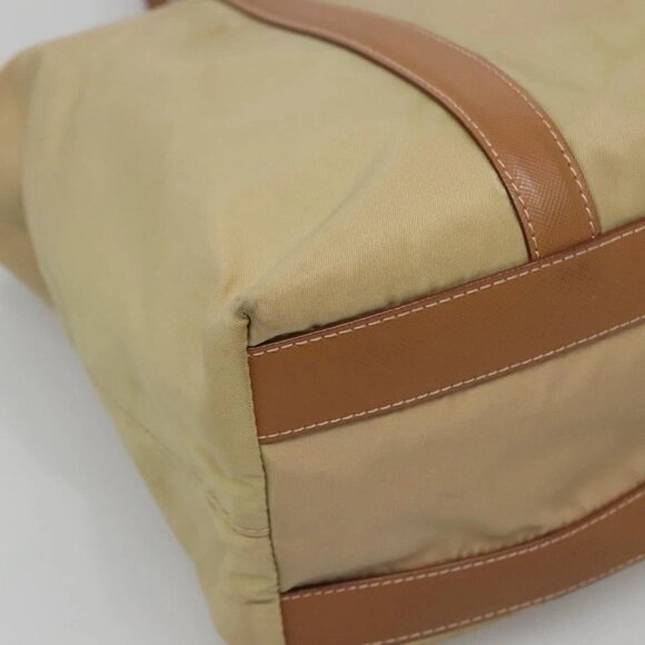 PRADA Tote Bag Nylon Beige Silver Auth 131176 - Picture 4 of 16
